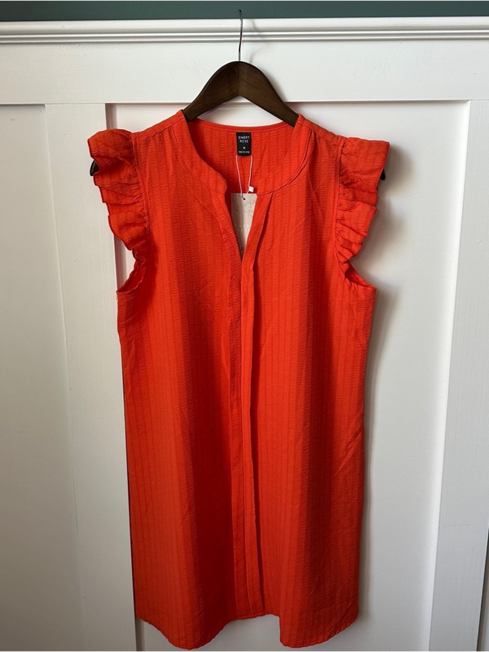 Sleeveless Ruffle Mini Dress in Bright Orange